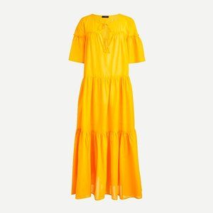 J. CREW Yellow Tiered Cotton Voile Beach Dress/Coverup Size: Medium